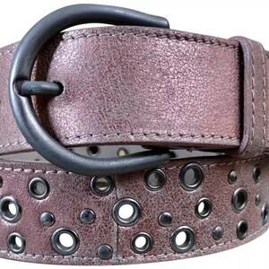 Donald Pliner Belt Shrimp Distress Leather Embellished Metal Studs New NWT $225